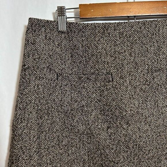 ANA Womens Herringbone Tweed Wool Blend Skirt 12 Brown Mini A-Line Preppy Twee - Picture 4 of 8